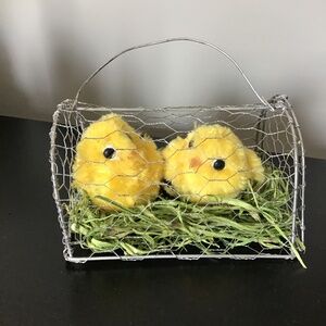 Easter Decor/ Spring Decor Faux Chicks in Carry Basket